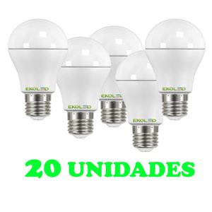 20 Lampadas Bulbo E27 9w Ed   Bivolt Policarbonato Leitosa