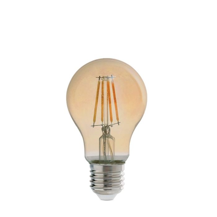Lampada Bulbo Filamento A60 E27 4w Av   Bivolt Vidro Espelhado Ambar
