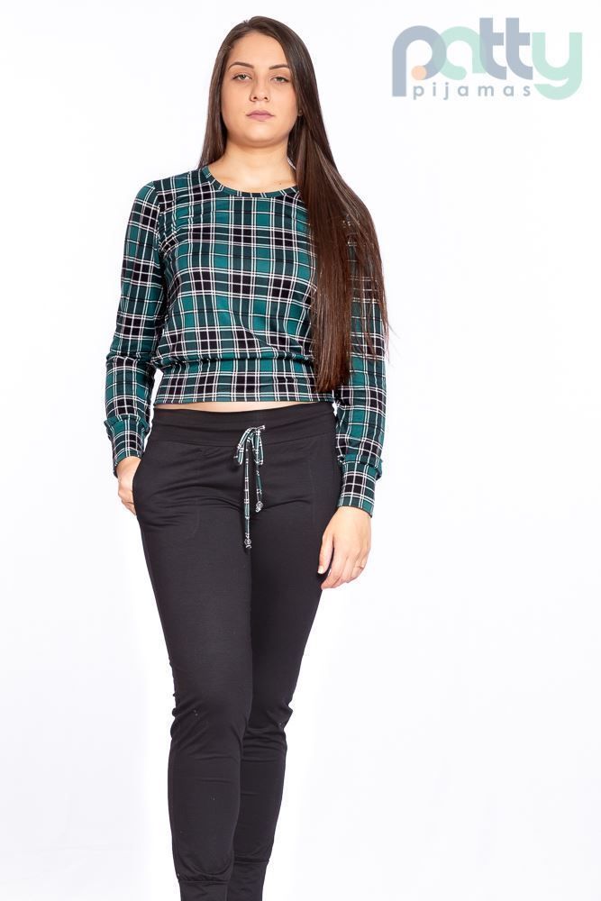 Ref 0816 - Pijama Longo Suede Xadrez