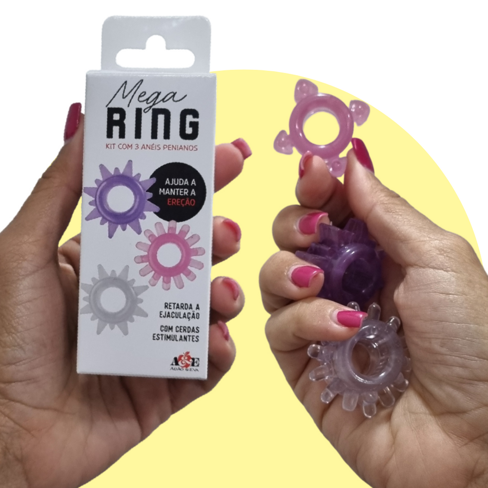 Kit com 3 anéis estimuladores retardantes Mega Ring