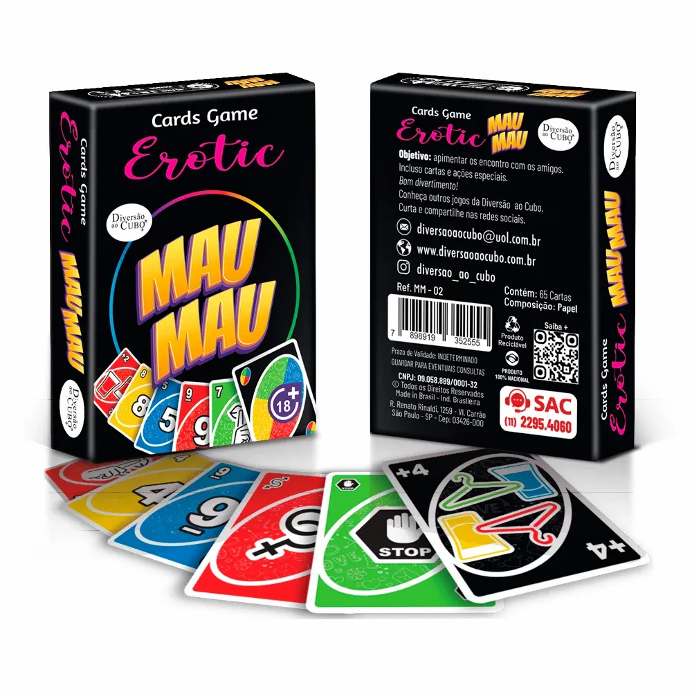 MAU MAU CARDS GAME EROTIC 65 CARTAS DIVERSÃO AO CUBO