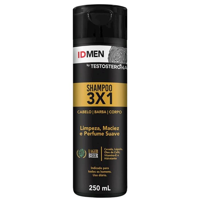 Shampoo 3 Em 1 Para Cabelos Barba E Corpo 250ml Idmen By Testosterona Soft Love
