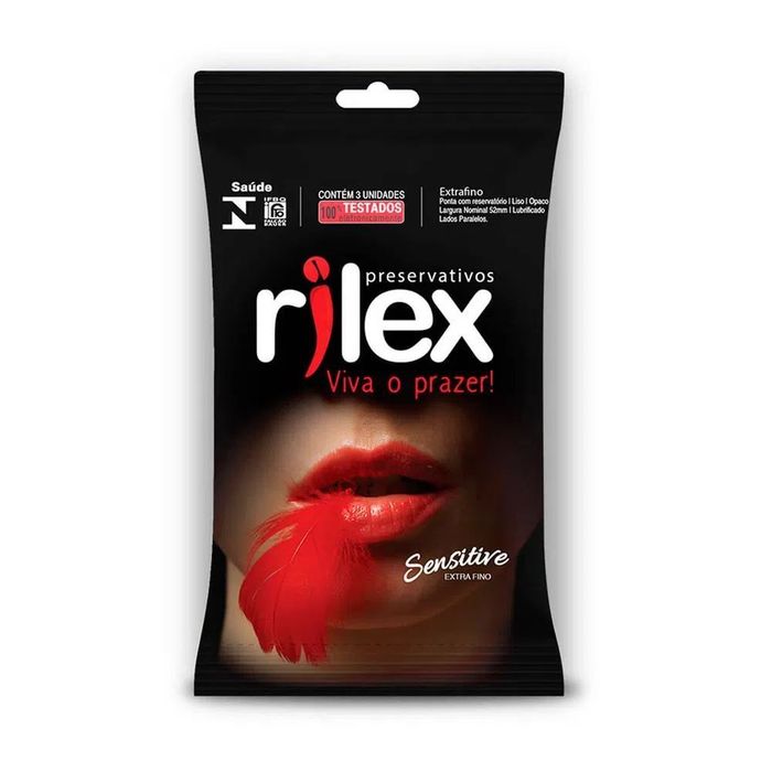 Preservativo Lubrificado Sensitive Extra Fino Com 03 Unidades Rilex