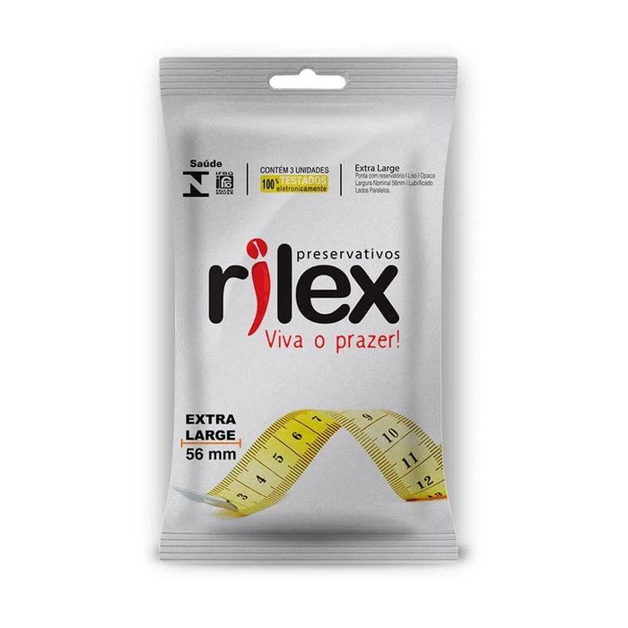 Preservativo Lubrificado Extra Large Com 03 Unidades Rilex