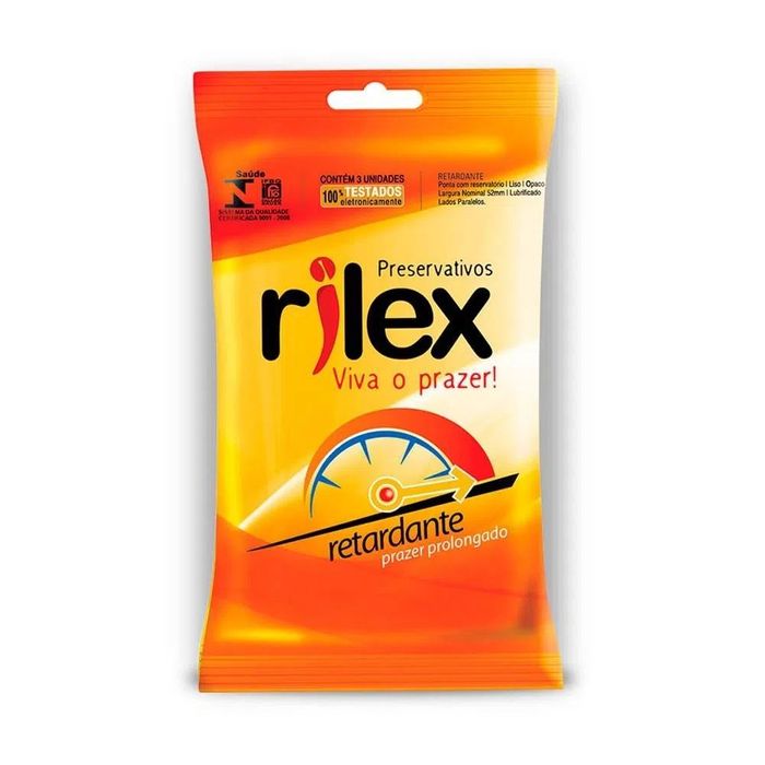 Preservativo Lubrificado Retardante Com 03 Unidades Rilex