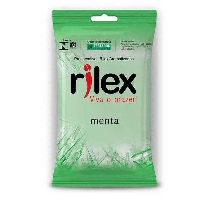 Preservativo Lubrificado Com Aroma De Menta Com 03 Unidades Rilex