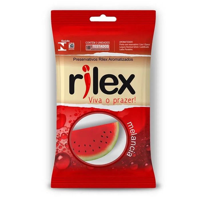 Preservativo Lubrificado Com Aroma De Melancia Com 03 Unidades Rilex