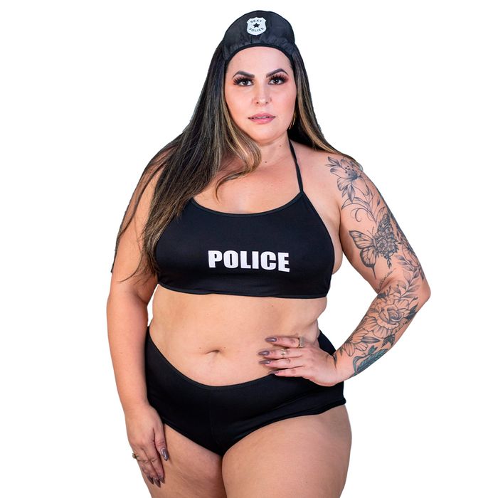 Fantasia Mini Policial Sexy Plus Pimenta Sexy