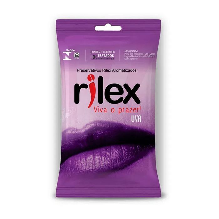 Preservativo Lubrificado Com Aroma De Uva Com 03 Unidades Rilex