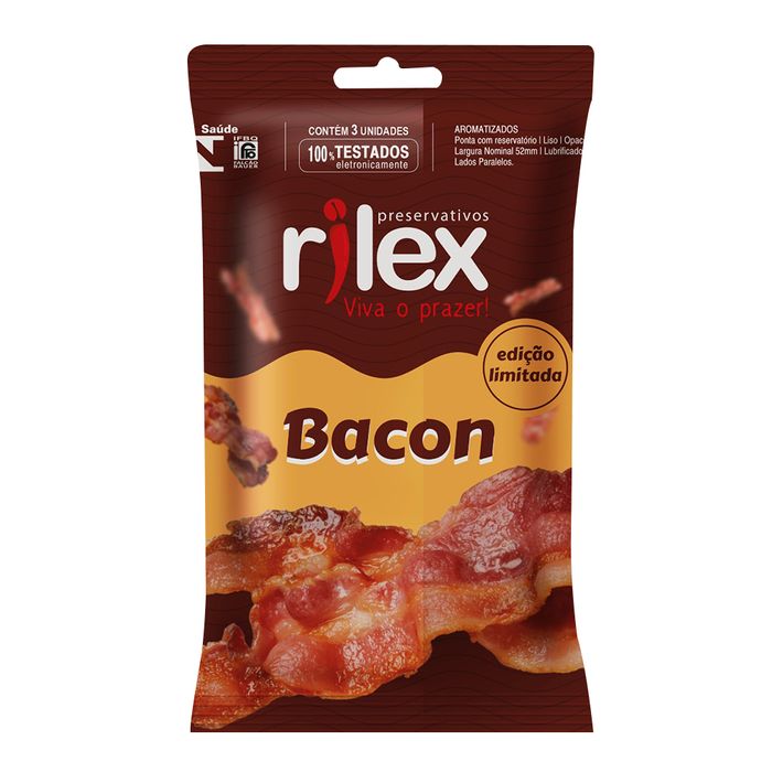 Preservativo Lubrificado Com Aroma De Bacon 03 Unidades Rilex