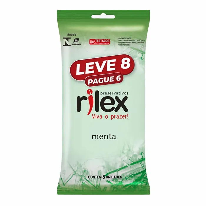 Preservativo Lubrificado Com Aroma De Menta Leve 8 Pague 6 Rilex