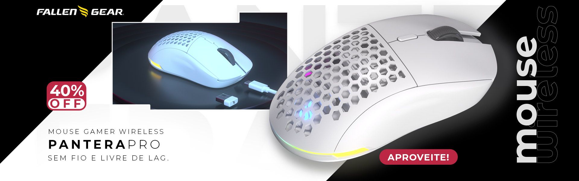 Mouse Pantera Wireless Branco