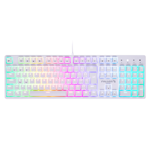 Teclado Gamer Mecânico Fallen Pantera Branco Switch Azul Com Fio