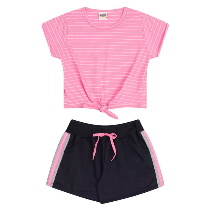 Conjunto Infantil Feminino Camiseta E Shorts - Duzizo