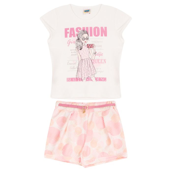 Conjunto Infantil Feminino Camiseta E Shorts - Duzizo 
