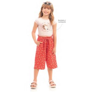 Conjunto Infantil Feminino Camiseta E Calça Pantalona - Dila 