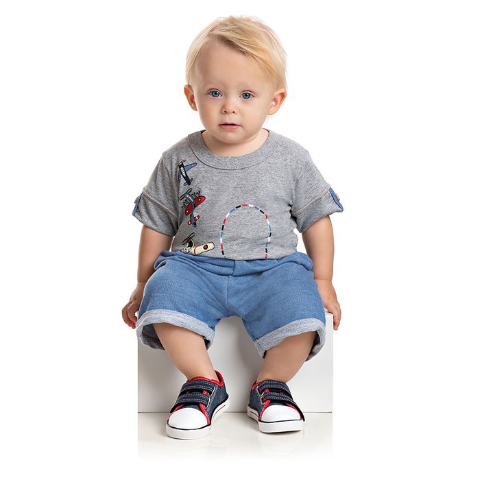 Conjunto Bebê Masculino Camiseta E Bermuda - Duzizo 