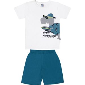 Pijama Infantil Masculino 01 Ao 03 Dino Surfista - Pulla Bulla