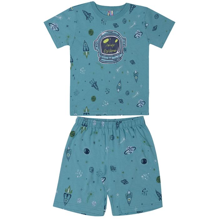 Pijama Infantil Masculino 04 Ao 10 Brilha No Escuro Vamos Explorar - Pulla Bulla 
