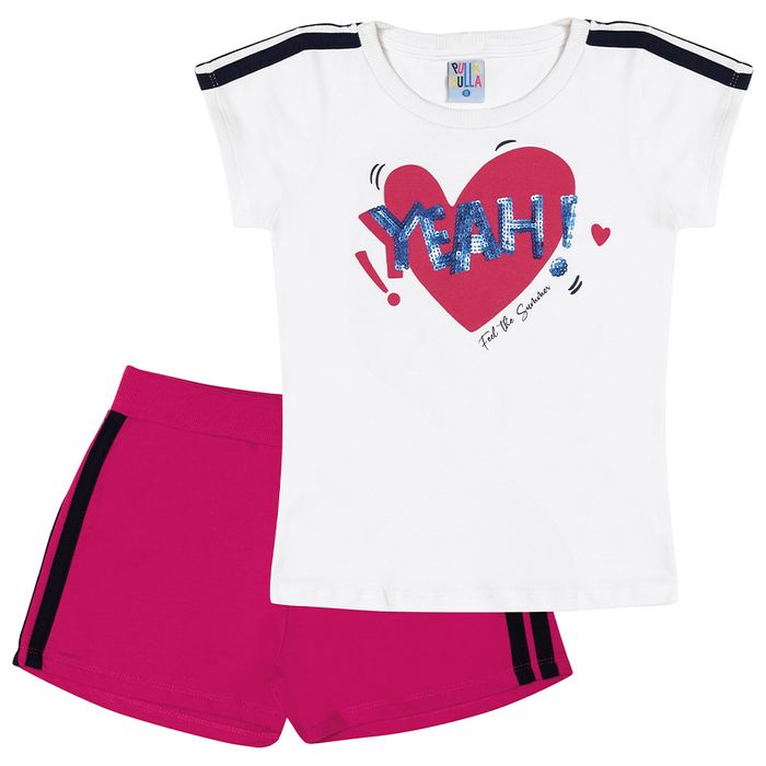 Conjunto Infantil Feminino Camiseta E Shorts - Pulla Bulla 