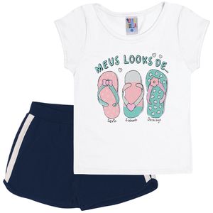 Conjunto Infantil Feminino Camiseta E Shorts - Pulla Bulla 