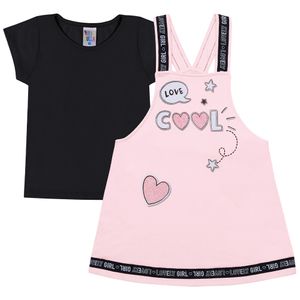Conjunto Infantil Feminino Camiseta E Salopete - Pulla Bulla 