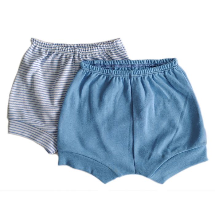 Kit 2 Shorts Bebê Liso E Listrado Azul - Baby Best