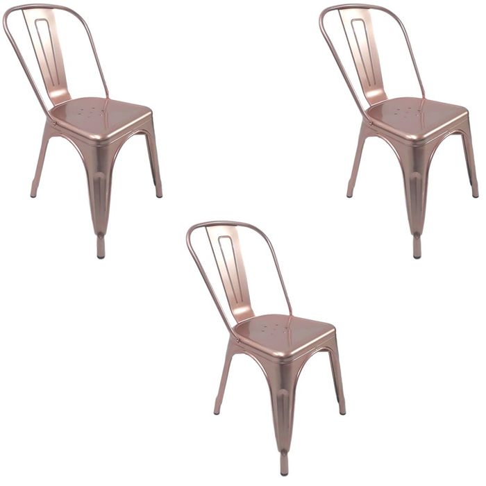 Kit 3 Cadeiras Tolix Rosé