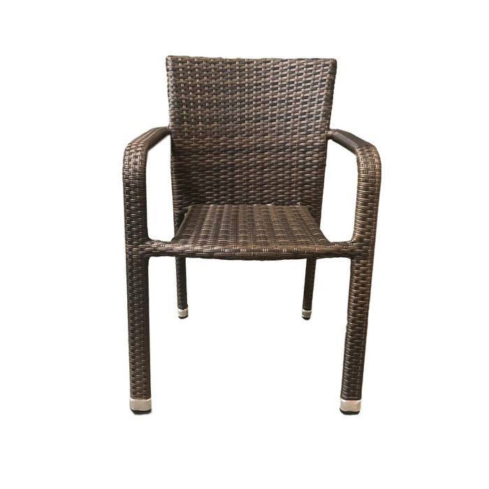 Cadeira área Externa C/ Braço Fibra Sintética E Estrutura De Alumínio Café