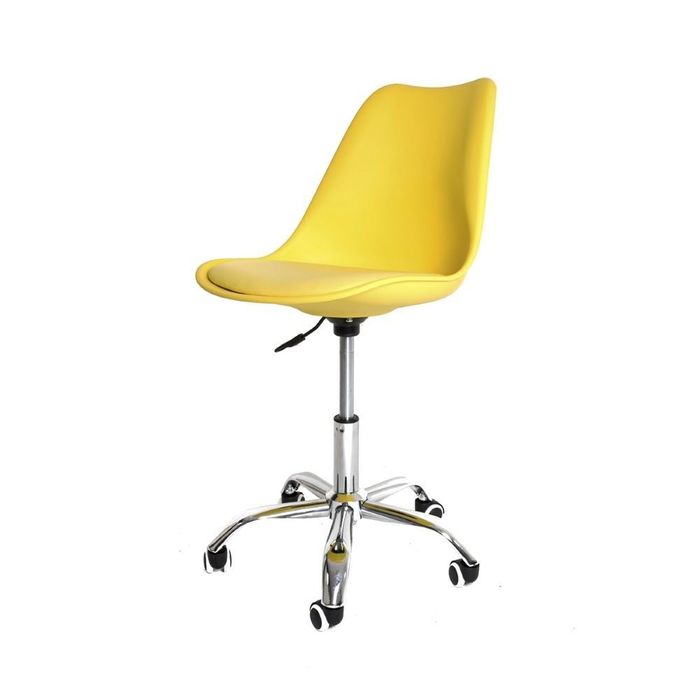 Cadeira Eames Office Em Polipropileno Base Metal Sem Braço Amarelo
