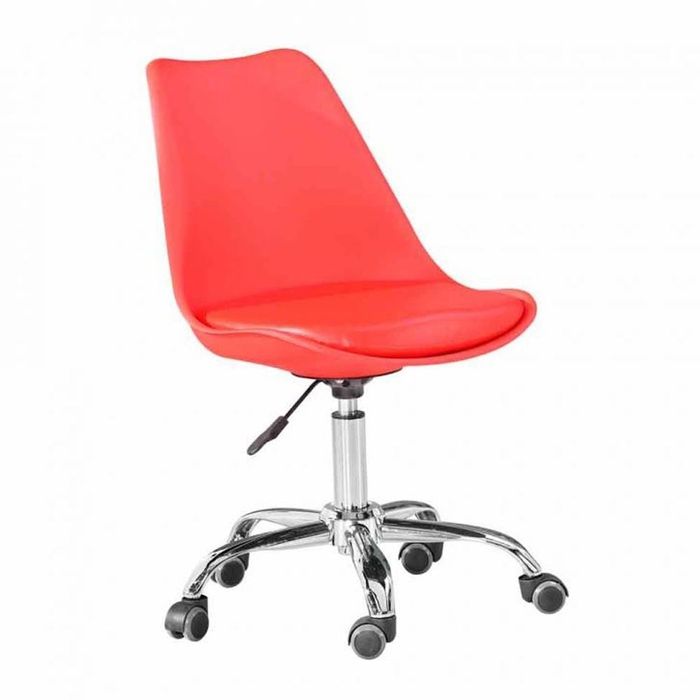 Cadeira Eames Office Em Polipropileno Base Metal Sem Braço Vermelho