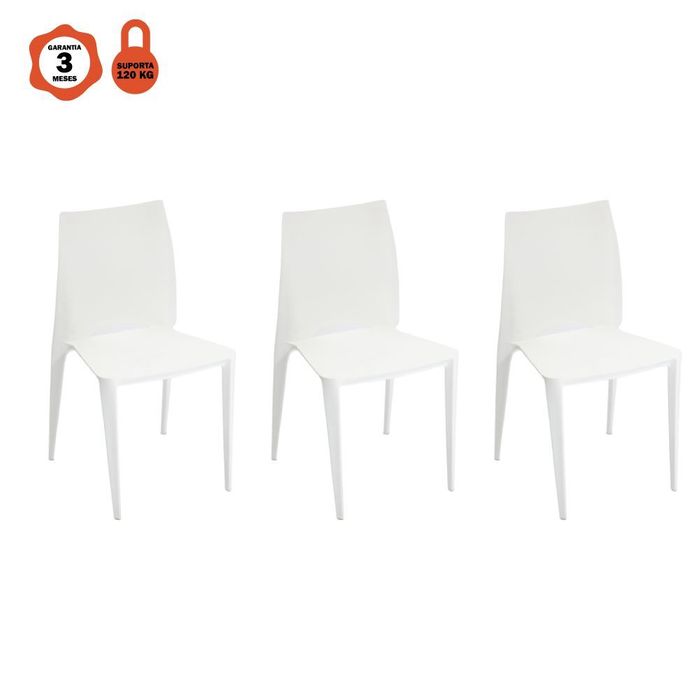 Kit 3 Cadeiras Daiane Branco