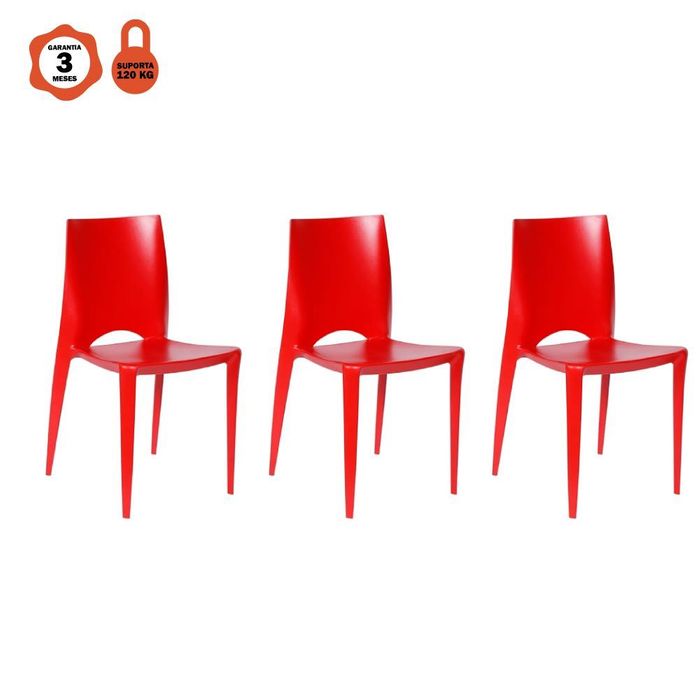 Kit 3 Cadeiras Daiane Vermelho