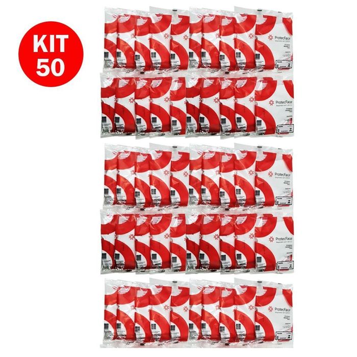Kit 50 Mascaras Pff2 Branca - Inmetro Protecface Respirador Sem Válvula