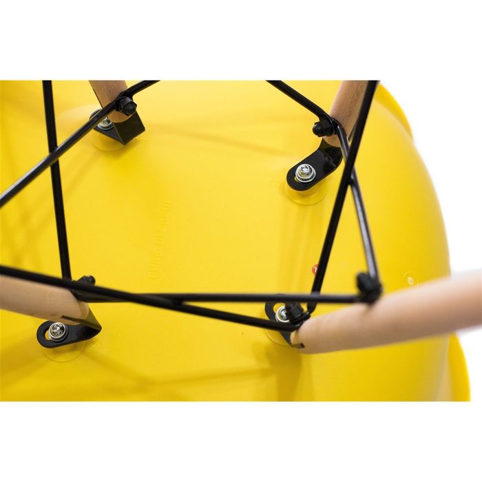Kit 4 Cadeiras Eames Madeira Sem Braço Amarelo