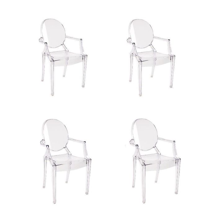 Kit 4 Cadeiras Ghost Com Braço Incolor