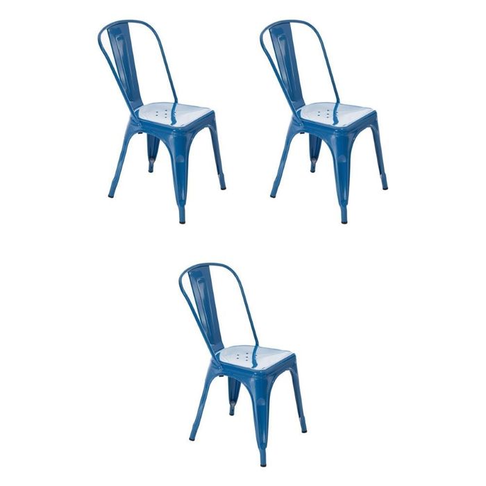 Kit 3 Cadeiras Tolix Azul