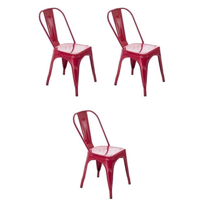 Kit 3 Cadeiras Tolix Vermelho