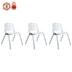 Kit 3 Cadeiras Universitária Unim Branco Empilhavel Escola
