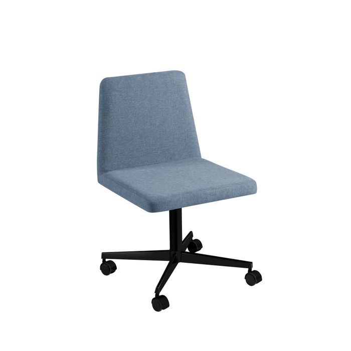 Cadeira Office B. Loft Pint Preto C/rod T1075 Linho Azul