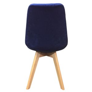 Kit 2 Cadeiras Eames Leda Em Veludo Base Madeira Sem Braço Azul