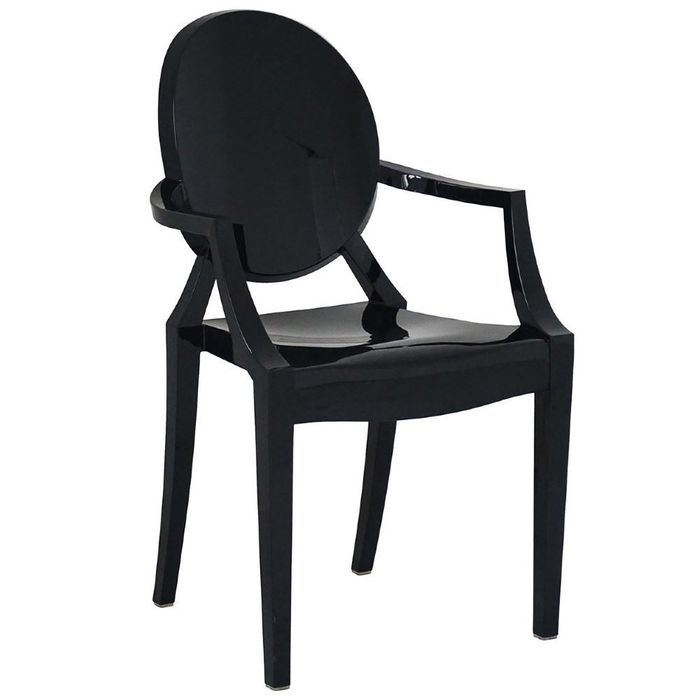 Cadeira Ghost Com Braço Preto