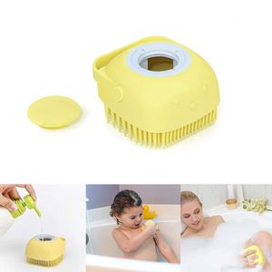 Escova Banho Silicone Esfregão Porta Sabonete Shampoo Pet