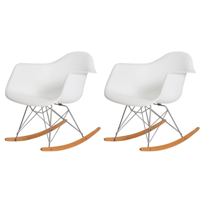 Kit 2 Cadeiras Eames De Balanço Branco