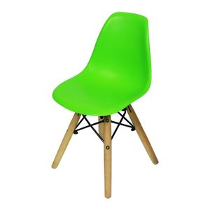 Kit 3 Cadeiras Eames Infantil Base Madeira Sem Braço Verde