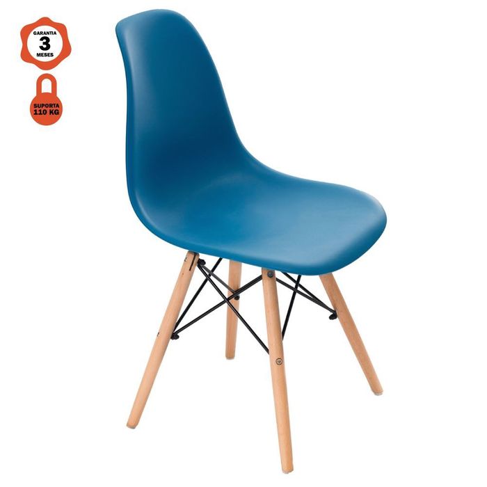 Cadeira Eames Madeira Sem Braço Azul
