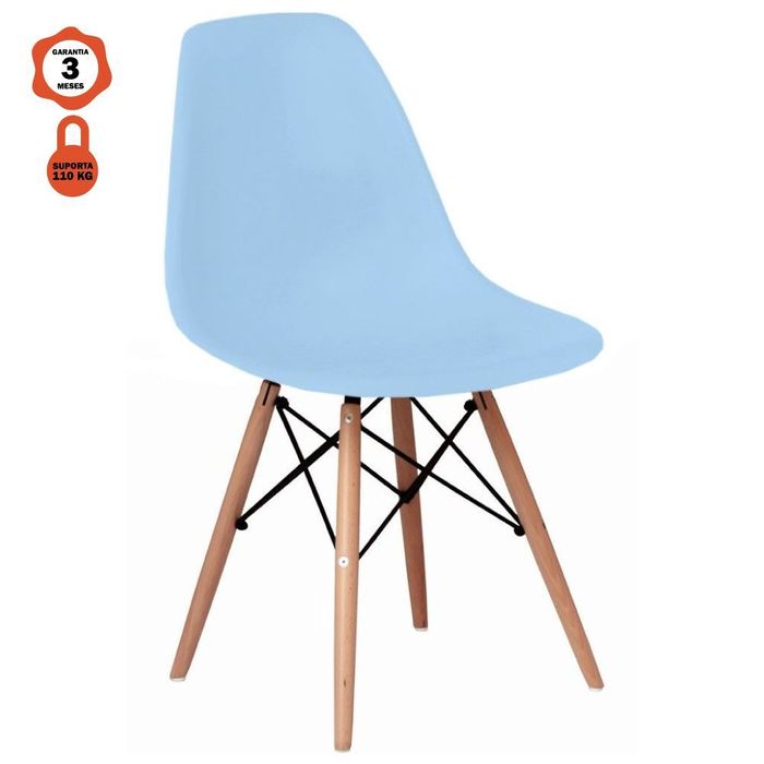 Cadeira Eames Madeira Sem Braço Azul Claro