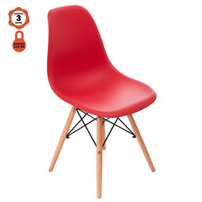 Cadeira Eames Madeira Sem Braço Vermelho