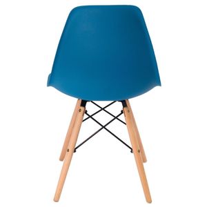 Kit 4 Cadeiras Eames Madeira Sem Braço Azul