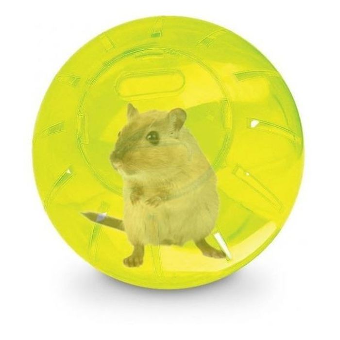 Bola Brinquedo Para Roedores Globo Hamster 11,5cm Resistente Amarelo